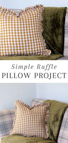 the simple ruffle pillow project is so easy to make