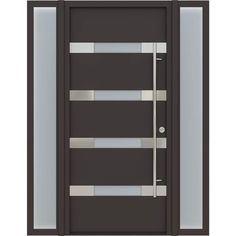 a modern door with glass and metal bars