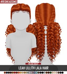 the front and back view of a red haired woman's wig