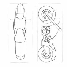 the top view and bottom view of a motorcycle with its engine in it's center