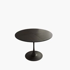 a black table with an oval top on a white background