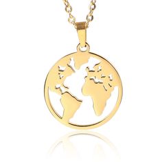 PRICES MAY VARY. This world map-shaped medal necklace is made of stainless steel. Made with love The Globe necklace is a combination of a necklace and a pendant, world map shaped, boho and boho chic style. With the earth shape, this necklace is perfect to wear it everyday and wear it with other necklaces. For the girls who love to travel around the world, wear it and remember trips and experiences. World map pendant 22mm,chain length: 46cm (18.11inch) + 5cm (1.97inch), dainty and fashion,you wil Earth Necklace, Globe Necklace, World Map Necklace, Map Pendant, Boho Chic Style, Map Necklace, Necklace Long, Fashion Jewelry Necklaces, Boho Chic Fashion