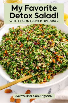 a white bowl filled with lemon ginger dressing