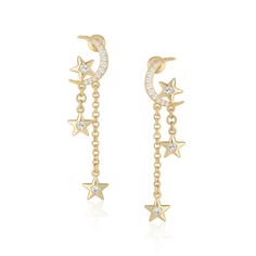 PRICES MAY VARY. 【Premium Material】The moon earrings are made of high-quality environmentally-friendly brass, lead-free, nickel-free, and chromium-free, and the outer layer is electroplated with 16K real gold, which is suitable for all kinds of sensitive skin. 【Standard Size】The symmetrical star earrings measure 0.39" wide, with a height of 1.8", and a single of earrings weighs 1.8 grams/ 0.06 oz. Which can be easily worn on any occasion. And the dangle earrings are wrapped in a pretty gift box. Star Dangle Earrings, Moon And Star Earrings, Asymmetrical Earrings, Sparkle Earrings, Moon Star, Pretty Gift, Moon Earrings, Star Earrings, Birthday Gifts For Her