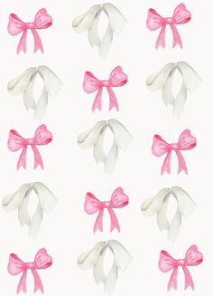 pink and white bows are arranged in rows