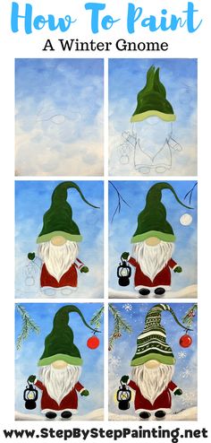 how to paint a winter gnome with step by step instructions for children and adults alike