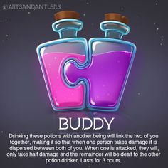 a purple and blue puzzle piece with the words buddy on it, in front of a black background