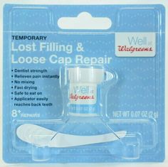 Walgreens Temprary Dental Repair - Cavity, Fillings ,Loose Tooth, Crown 3 Pack Expires 11/23 Free Quick Shipping!!! Dentist strength Relieves pain instantly No mixing Fast drying Safe to eat on Applicator easily reaches back treeth. Tooth Crown, Temporary Tooth, Loose Tooth, Dental Crowns, Healthy Juices, Oral Care, Cavities, Health And Beauty, Repair