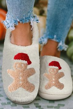 Christmas Slippers   2-3 weeks TAT Man Slippers, Holiday Gifts For Friends, Christmas Details, Slip On Slippers, Christmas Slippers, Trendy Christmas Outfits, Christmas Gingerbread Man, Plush Design, Christmas Outfit Ideas