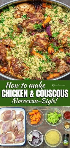 how to make chicken and couscous moroccan - style with step by step instructions