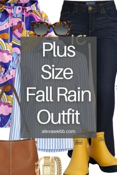 Plus Size Fall Outfit 2024, Fall Rain Outfit, Plus Size Casual Fall, Rain Outfits, Rainboots Outfit, Mother Tattoos For Children, Fall Rain