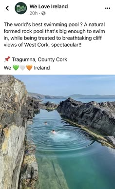 the water is very clear and blue with some rocks in it, as well as people swimming