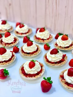 Fresh strawberry mini pies Strawberry Theme Birthday Food, Strawberry Themed Snacks, Strawberry Party Dessert Table, Strawberry Shortcake Treats Table, Strawberry Party Desserts, Berry First Birthday Treat Table, Berry First Birthday Party Food Table, Strawberry Birthday Food, Strawberry Theme Food