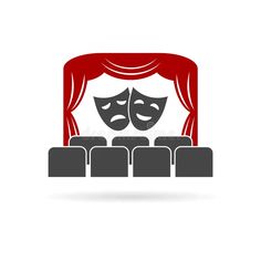 theatre with masks on the curtain and seats for people to sit in it royalty illustration