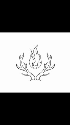 a black and white fire symbol with flames on it's side, in the middle of