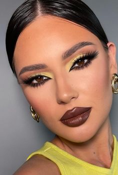 Neon Makeup, Brown Lipstick, Glam Makeup Look