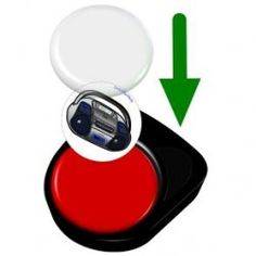 an electronic device with a red button and green arrow pointing to the battery in it