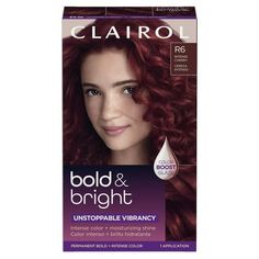 Clairol Bold & Bright Permanent Hair Dye, R6 Intense Cherry INTENSE COLOR + MOISTURIZING SHINE. Unstoppable vibrancy! Bold & Bright gives you vivid, vibrant color that stays true. TrueColorSeal Technology locks in color to help protect against water-fading, mazimizing vibrancy. HydraShine Conditioner moisturizes + smoothens hair. Need a boost of color? The Color Boost Glaze amplifies your color anytime you need it! Size: 1 Application. Cherry Hair Dye, Cherry Red Hair Dye, Red Hair Dye Colors, Cherry Red Hair, Cherry Hair, Dyed Red Hair, Permanent Hair Dye, Saloon Hair, Permanent Hair Color