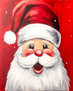 a painting of santa claus with his tongue out