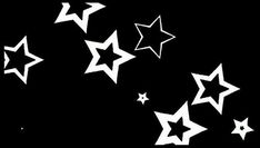 white stars are flying in the air against a black background