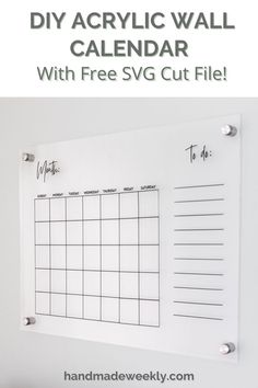 a dry erase calendar with free svg cut file