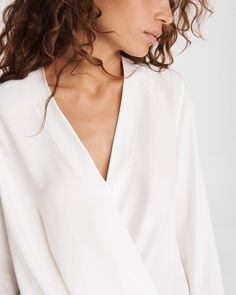 Victor Silk Blouse | Women Tops & Tees | rag & bone Chic V-neck Long Sleeve Top For Night Out, Sleek V-neck Blouse For Date Night, Elegant Viscose V-neck Top For Spring, Elegant Long Sleeve Tops With Draped Sleeves, Silk Tops With Draped Sleeves For Work, Silk Top With Draped Sleeves For Work, Elegant Long Sleeve Blouse With Draped Sleeves, Elegant Long Sleeve Top For Work, Chic Spring Blouse With Notched Neckline