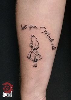 Love Your Madness Tattoo, Unique Creepy Tattoos, Alice Tattoos Wonderland, Alice In Wonderland Patchwork Tattoo, Alice In Wonderland Tattoo Thigh, Alice In Wonderland Quotes Tattoo, Alive In Wonderland Tattoos, Queen Of Hearts Tattoo Alice In Wonderland