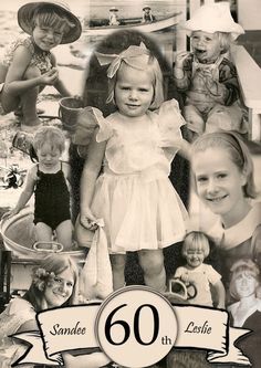 a black and white photo of children in the 60th birthday card for sandee