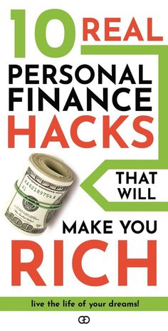 the book cover for 10 real personal finance hacks that will make you rich by michael m