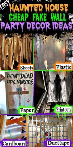 a collage of photos with words describing different types of halloween decorations and decorating