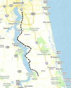 a map showing the route from jacksonville to savannah, and where you can take it