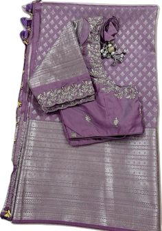 Lavender Blouse Designs Latest, Engagement Traditional Outfits, Purple Silk Blouse Designs, Sarees For Wedding Guest, Voilet Saree Combination Blouse, New Model Pattu Sarees, Silver Work Blouse Designs For Pattu Sarees, Lavender Saree Blouse Designs, Lavender Saree Blouse Combination