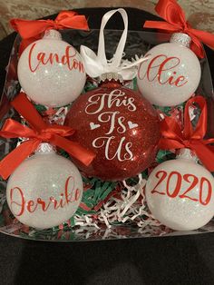 This is Us! Glitter Christmas Ornament Set Christmas Ornament B1ack By Design LLC Clear Plastic Ornaments, Family Ornaments, Custom Ornaments, Glitter Ornaments, Round Ornaments, Christmas Ornament Sets, Family Moments, Celebrate Christmas, Ornaments Design