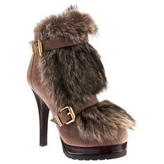 Fendi Fur Boots Brand New * Euro: 37 * Stunning Beaver Fur Lines the Front and the Inside of the Boots * Soft Taupe Nubuck Leather * Zips up the Back * 1.25" Front Platform * 4.75" Heel * Gold Fendi Hardware * With Fendi Dust Cover Suede Platform Boots, Fendi Fur, Fendi Boots, Shoes Ads, Hot Boots, Snakeskin Heels, Fendi Shoes, Shoe Boot Sandals, Fur Boots