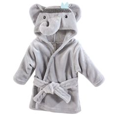 Little Treasure plush bathrobe offers a cozy way to warm up from bath time or around the house. Hooded bathrobe offers baby extra warmth. Made of super soft plush fabric, this robe is so warm and cozy. With cute animal character, your babe will love dressing up in this. Added waist tie to keep robe closed. Fits 0-9 Months Baby Sleeper, Baby Bath Robe, Baby Robes, Bath Wrap, Hooded Robe, Elephant Plush, Grey Elephant, Hudson Baby, Luxury Baby