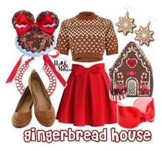 "Disney Christmas - Gingerbread House" by hatandmouse on Polyvore featuring River Island, Chicwish, Hannah Makes Things, 1st & Gorgeous by Carolee and Betsey Johnson Disney Christmas Dress, Gingerbread Outfit Women, Xmas Disney Outfits, Gingerbread Inspired Outfit, Disneybound Outfits Christmas, Disney Christmas Party Outfit, Disney Holiday Outfits, Disneybound Christmas, Disney Christmas Dress Women