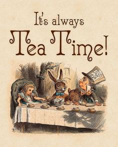 an old book cover with children eating at a table and the title it's always tea time