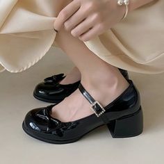 TAVIMART New Women's Pumps Patent Leather Buckle Strap Shoes Girls Ruffles Mary Janes Shoes Bowtie Princess Lolita Shoes Black Pink 1631N Casual Black Low Heel Mary Janes, Casual Black Mary Janes With Low Heel, Black High Heel Mary Janes, Black Flat Heel Mary Janes For Party, Black Low Heel Mary Janes For Spring, Black Ankle Strap Mary Janes For Spring, Black Closed Toe Mary Janes For Parties, Black Patent Leather Mary Janes For Party, Black Low Heel Mary Janes For Party