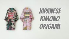 japanese kimono origami displayed on white background with words written in large letters