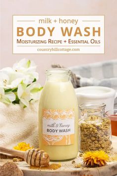 Diy Natural Body Wash, Homemade Body Wash Recipe Natural, Bodywash Diy Homemade Body Wash, Diy All Natural Body Wash, Shower Gel Recipe, Natural Body Wash Recipe, Homemade Body Wash Recipe, Milk And Honey Body Wash, Body Wash Recipe