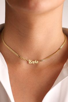 14K Gold Name Necklace, Gothic Name Necklace, Gold Name Necklace, Name Necklace With Curb Chain , Birthday Gift for Her, Mothers Day Gift S H O W ∙ Y O U R ∙ S T Y L E UNIQUE ♥ Dainty Curb Gothic Name necklace in 18 K Gold plated, Sterling Silver plated or Rose gold plated PERFECT GIFT ♥ Make your friends or family happy with this exclusive gift. MINIMALIST DESIGN ♥ Wear this jewellery with joy and show your style with the wonderful designs. SATISFACTION GUARANTEE ♥ Your satisfaction is always o Curb Chain Necklace For Gifts, Silver Curb Chain Jewelry For Birthday, Gold Nameplate Charm Necklace For Birthday, Dainty Charm Necklaces With Curb Chain For Gifts, Anniversary Nameplate Jewelry With Curb Chain, Gold Nameplate Necklace For Birthday, Gold Custom Necklace For Birthday, Anniversary Nameplate Necklace With Curb Chain, Customized Gold Jewelry For Birthday