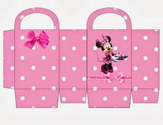 three pink bags with minnie mouse on them