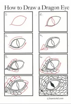 how to draw a dragon eye step by step instructions for children and adults, with pictures