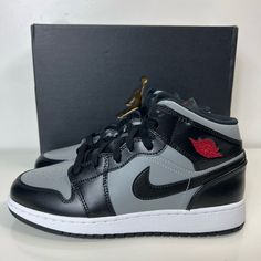 Brand New In The Box Air Jordan 1 Mid (Gs) Particle Grey Size 5.5y / Women’s Size 7 No Return All Sales Are Final Gray Fade-resistant Custom Sneakers With Round Toe, Gray Fade-resistant Custom Sneakers, Air Jordan 1 Mid Gs, Jordan Grey, Retro 1, Outfit Inspo Casual, Swag Shoes, Kids Jordans, Air Jordan 1 Mid