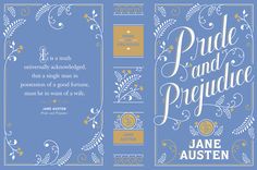 the front and back cover of pride and providence by jane austen, with an ornate blue background