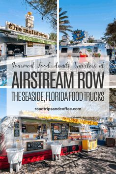 an airstream row with the words, roadside food trucks