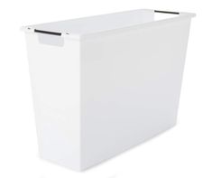 a large white box with black handles on the top and bottom, against a white background