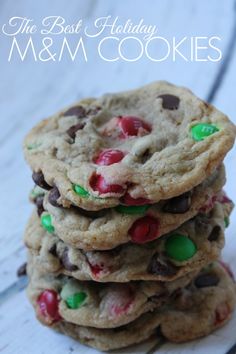 the best holiday m & m cookies are made with chocolate chips and m & m candy