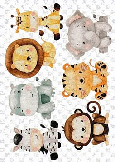 watercolor animal cliparts for scrapbooking and paper crafts - jungle animals png