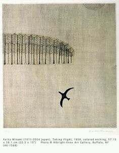 an image of a bird flying in the sky over trees and water with text below it